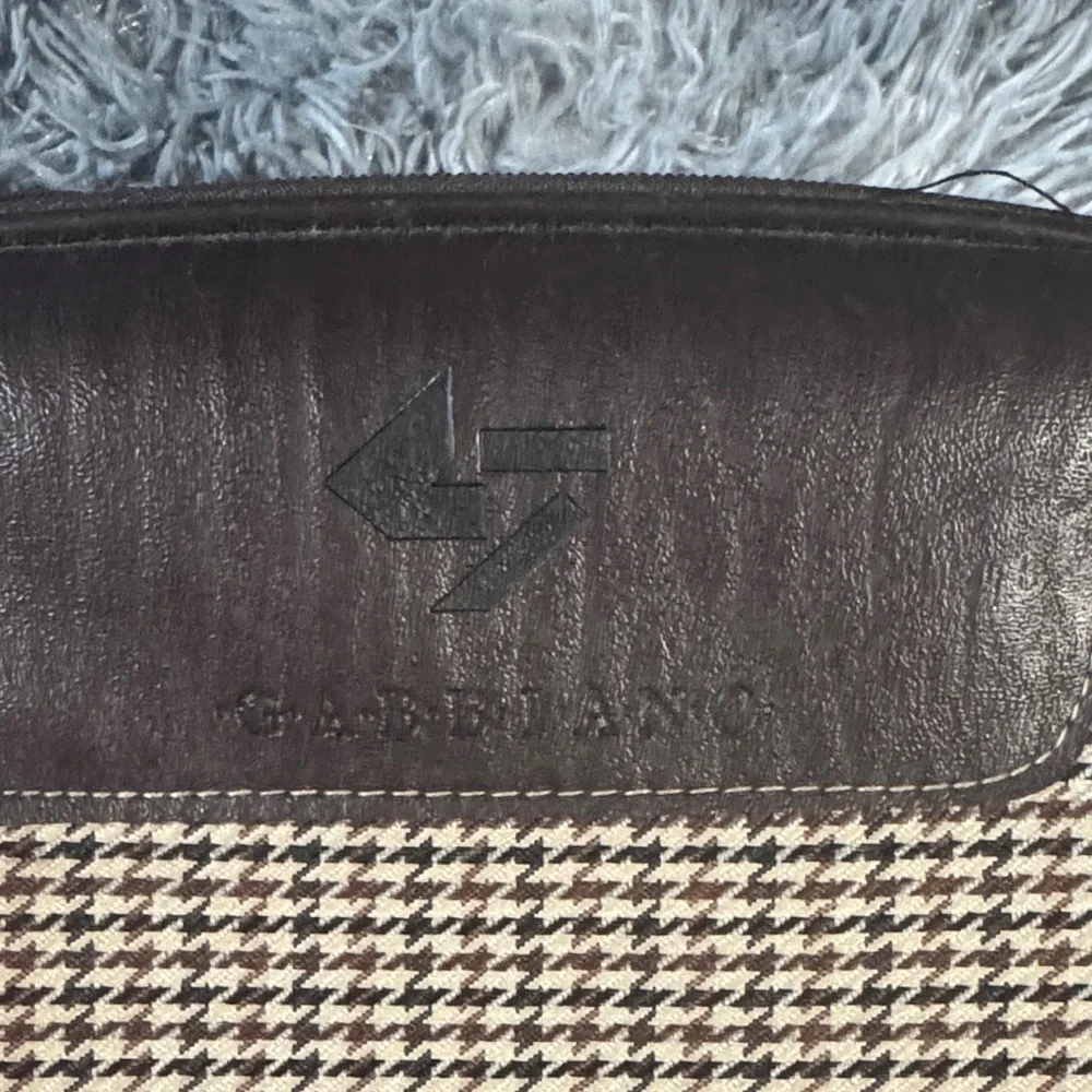 Classic Houndstooth Messenger Bag with Leather Accents